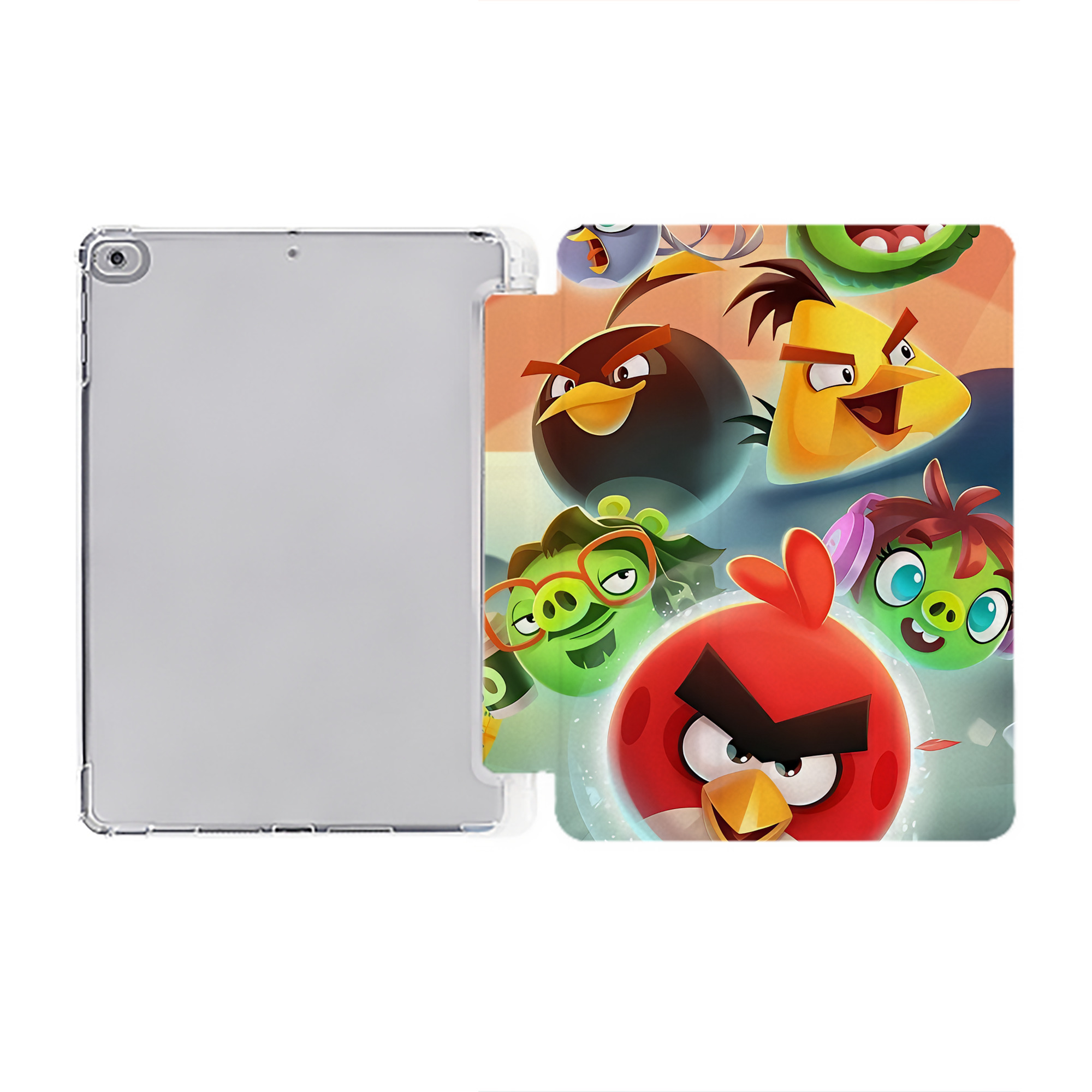 （画像用） Angry Birds アングリーバード IPad ケース ペン収納付き 三つ折りスタンド PUレザー×シリコン 対応機種9.5/10.5/10.9インチ